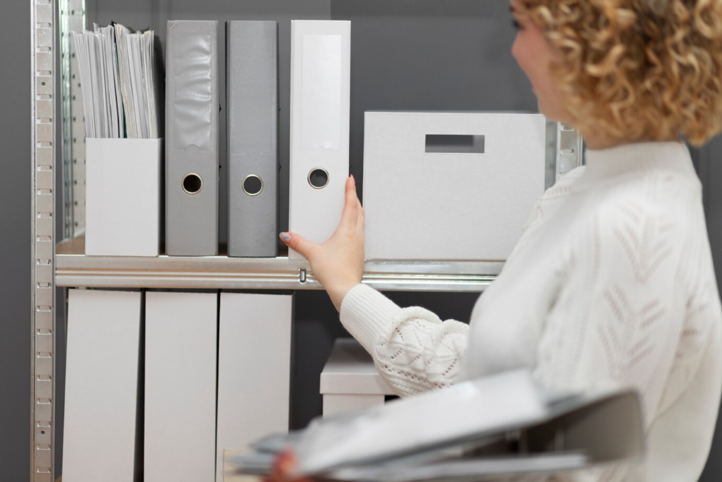 lady gathering essential documents